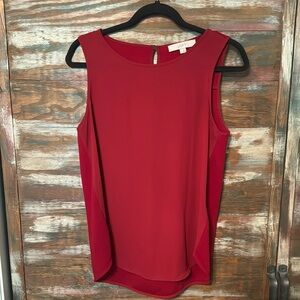 Loft Red Mixed Media Sleeveless Top